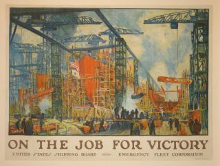 Navy Poster Linen First World War I Ww1 Wwi 1918 Jonas Lie