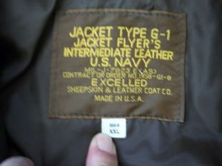 US Navy Excelled G - 1 Intermediate Leather Flyers Jacket XXL 5