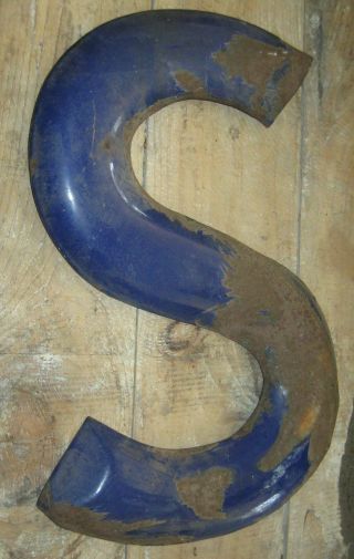 Fabulous Big Antique Sign Letter Wonderful Old Blue,  Great Size,  Form Aafa Nr