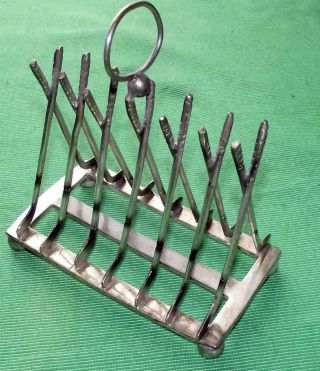 Victorian Silver Plated Gothic Toast Letter Rack Golf Clubs Golf Ball Ball Feet