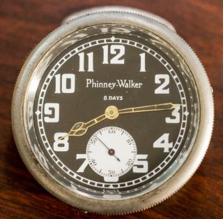 Vintage Phinney - Walker 8 Day Clock Rim Wind Black Face With White Sec