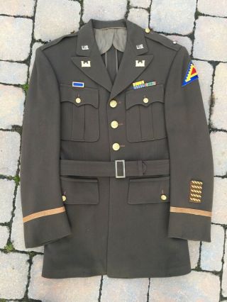 Attributed Wwii 7th Army Engineer Officer Uniform With Photo Wearing Uniform