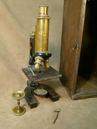 Antique Bausch & Lomb Microscope 4mm 16mm B.  M.  LEVOY INC York City 3