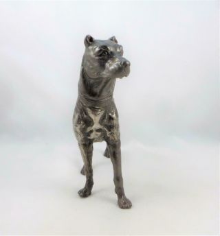 Antique Art Nouveau Oxidised Metal ' WMF ' Mastiff Hound Dog Figure c1910 12