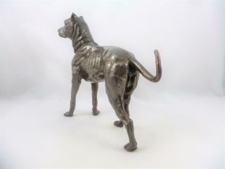 Antique Art Nouveau Oxidised Metal ' WMF ' Mastiff Hound Dog Figure c1910 3