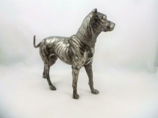 Antique Art Nouveau Oxidised Metal ' WMF ' Mastiff Hound Dog Figure c1910 7