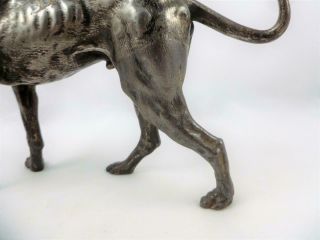 Antique Art Nouveau Oxidised Metal ' WMF ' Mastiff Hound Dog Figure c1910 8