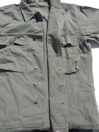 WW2 US Army HBT 13 Starts Combat Shirt Size 38R - 5