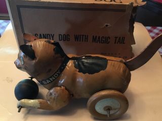 Vintage Rare 1940’s Tin Sandy Dog - Orphan Annie Lever Action Boxed 2