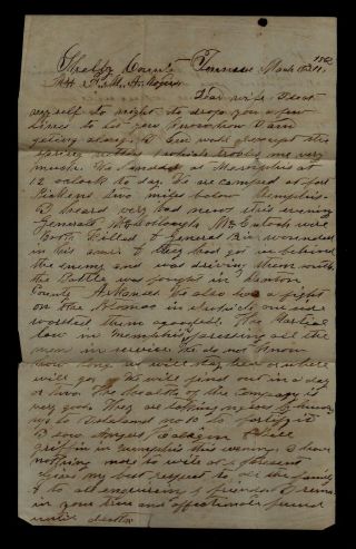 Rare Arkansas Light Artillery Civil War Letter - Writes Of Battle Pea Ridge Etc