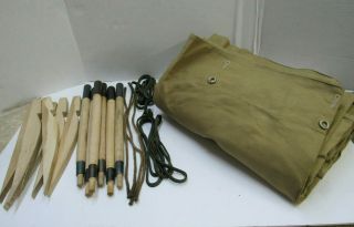 Vintage French Military Pup Tent Khaki Shelter Half 1950 