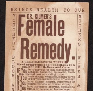 Dr Kilmers Female Remedy Cancer Cure Sick Headache bottle Victorian Trade Card 6