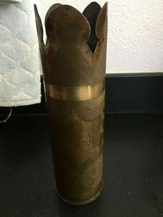 Military Trench Art Shell Casing - Not Dated - Art Work