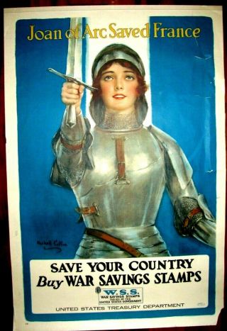 Wwi U.  S.  War Poster,  Joan Of Arc Saved France,  Haskell Coffin,  1918
