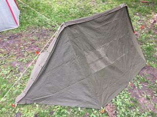 US Army Military Pup Tent Full Set: 2 Halves,  Poles,  Ropes & Stacks Perfect Cond 4