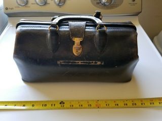 Vintage Antique Schell Leather Doctor Bag - With Various Antique Doctors Tools