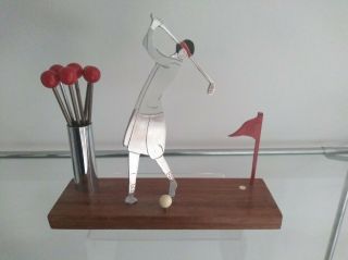 French Art Deco Lady Golfer Sudre Cocktail Sticks Picks Barware
