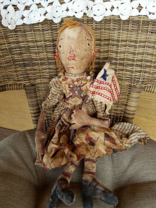OOAK Primitive Artist Made Cloth Rag by SHARON STEVENS MUSTARD SEED ORIGINALS 2