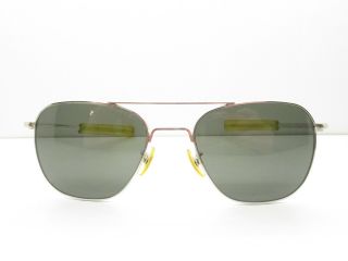 American Optical 12k Gf White Gold Sunglasses 57mm Rare Aviator Vietnam 100050