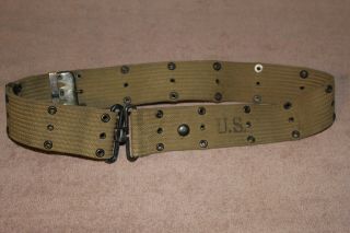 Early Ww2 U.  S.  Army Issued Od Web Gun Belt,  1942 D.  & Named,