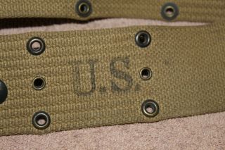 Early WW2 U.  S.  Army Issued OD Web Gun Belt,  1942 d.  & Named, 2