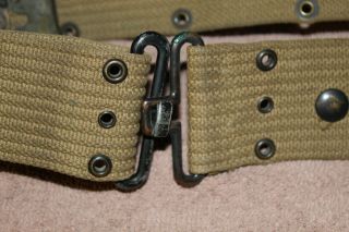 Early WW2 U.  S.  Army Issued OD Web Gun Belt,  1942 d.  & Named, 3