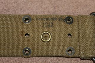 Early WW2 U.  S.  Army Issued OD Web Gun Belt,  1942 d.  & Named, 7