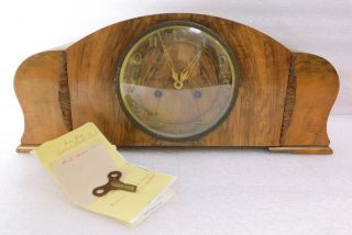 Antique Gustav Becker Germany C1920 Carved Wood Mantle Clock Bim Bam