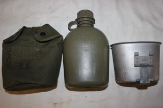 Us Military Issue Vietnam War Era Canteen With Canvas Cover And Cup Set 01b
