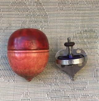 1909 Patent Gyroscope In Red Treenware Case