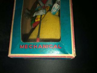 Vintage 1950 ' s Mechanical Jumping Clown Tin Wind - Up Circus - Mikuni Japan 4