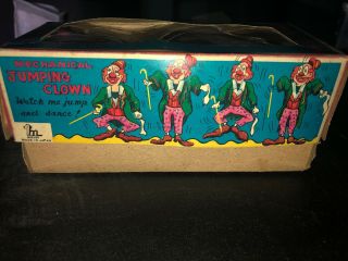 Vintage 1950 ' s Mechanical Jumping Clown Tin Wind - Up Circus - Mikuni Japan 5