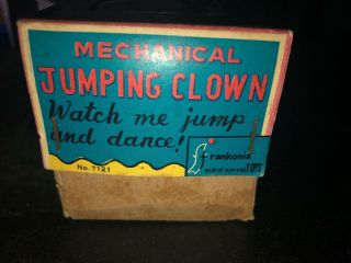 Vintage 1950 ' s Mechanical Jumping Clown Tin Wind - Up Circus - Mikuni Japan 6