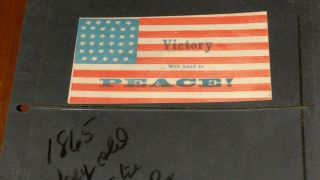 Us Civil War Sticker/card Victory Will Lead Peace Union 5.  5 X 3 Abraham Lincoln