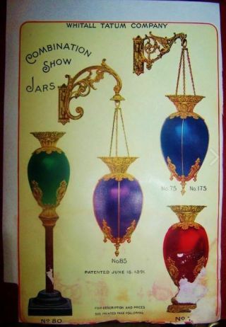 1891 - 1900 Whitall Tatum apothecary pharmacy store show globe jar table lamps 12