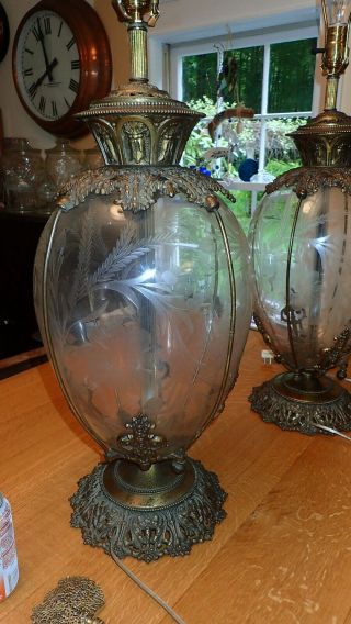 1891 - 1900 Whitall Tatum apothecary pharmacy store show globe jar table lamps 2