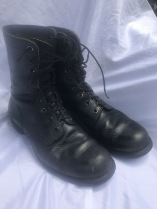 Vintage Vietnam 1966 Black Leather Combat Boots Size 11 Mens