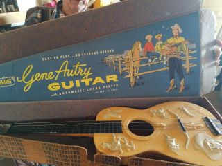 Bakelite 1950s Old Gene Autry Guitar&case Vtg America Western Singing Cowboy Toy
