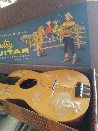 Bakelite 1950s old GENE AUTRY Guitar&Case Vtg America Western Singing Cowboy Toy 3
