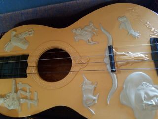 Bakelite 1950s old GENE AUTRY Guitar&Case Vtg America Western Singing Cowboy Toy 4