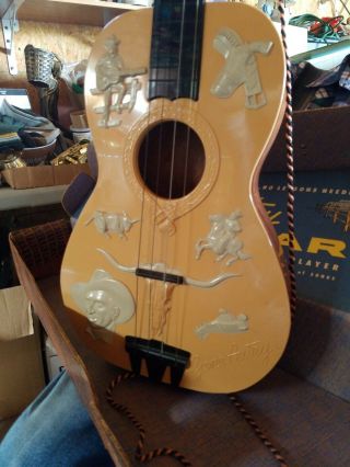 Bakelite 1950s old GENE AUTRY Guitar&Case Vtg America Western Singing Cowboy Toy 6