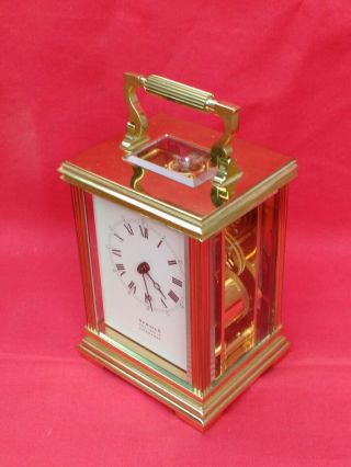 LARGE VINTAGE BRASS SEWILLS / MATTHEW NORMAN CARRIAGE CLOCK & KEY.  1751a 2