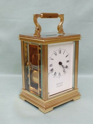 LARGE VINTAGE BRASS SEWILLS / MATTHEW NORMAN CARRIAGE CLOCK & KEY.  1751a 3