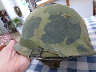Vietnam War Steel Pot Helmet,  Liner,  Early 1960 ' s Era Camouflage Cover Offers OK 11