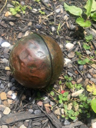 Antique Copper Cannon Ball Dug PA Over 7lbs Pin Still In OLD 12