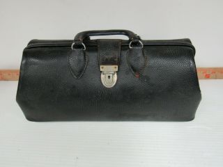 Vintage Kruse Black Leather Doctor Bag 4802k
