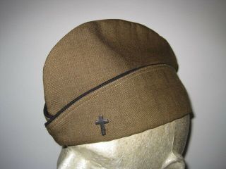 Rare Wwi Chaplain Officer Overseas Garrison Hat With Sterling Cross