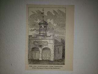 Old Norristown Fire Department Company Pennsylvania 1876 Sketch Print Rare