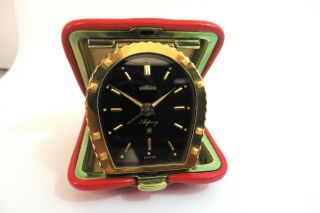 1940 - 50s SMALL ASPREY ANGELUS 8 - DAY ALARM TRAVEL CLOCK 4