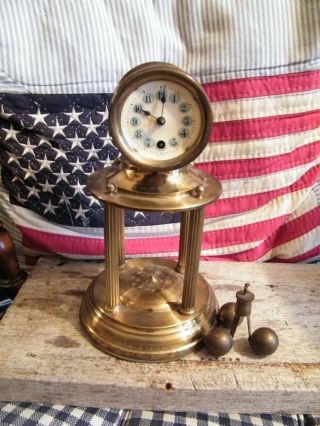 Antique Brass Anniversary Clock For Spares & Repairs